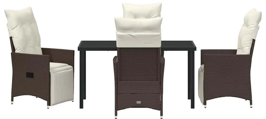 vidaXL Σέτ φαγητού για κήπο με μαξιλάρι 5 pcs Καφέ συνθετικό ρατάν