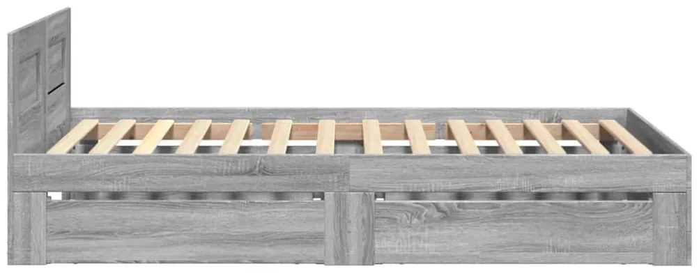 vidaXL Πλαίσιο Κρεβατιού με Κεφαλάρι Γκρι Sonoma 75x190 εκ. Επεξ. Ξύλο