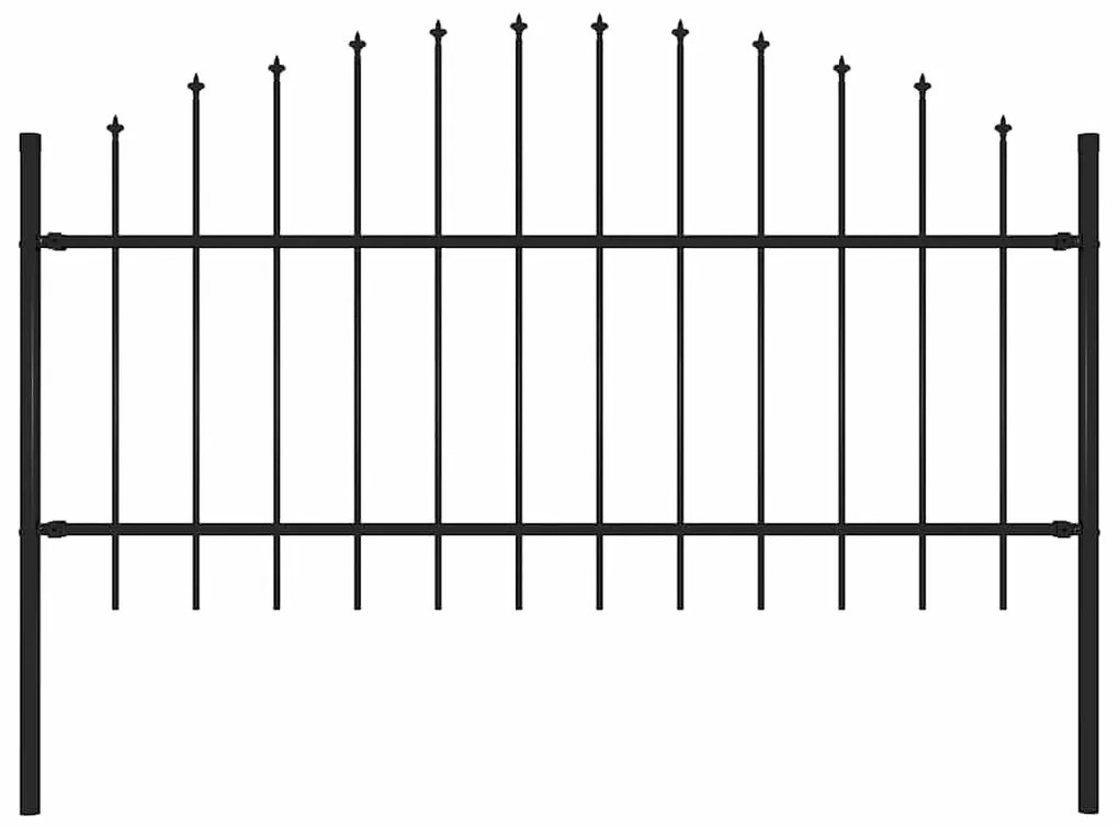vidaXL Φράχτης Κήπου με Κορυφή Δόρυ από Ατσάλι, Μαύρος 181 x 125 εκ.