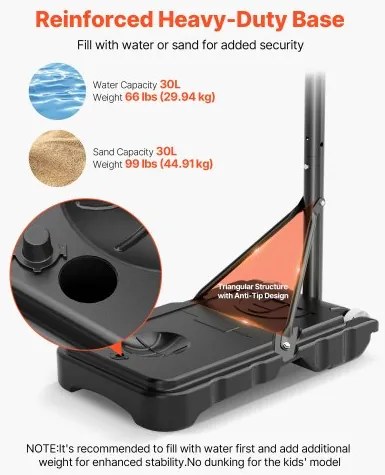 VEVOR Portable Basketball Stand, 1.6 to 2.1m Height Adjustment Basketball Hoop &amp; Goal, Kids Adjustable Basketballs Hoop with Nylon Net &amp; Rolling Wheels, Portable Backboard Set for Patios, Poolside