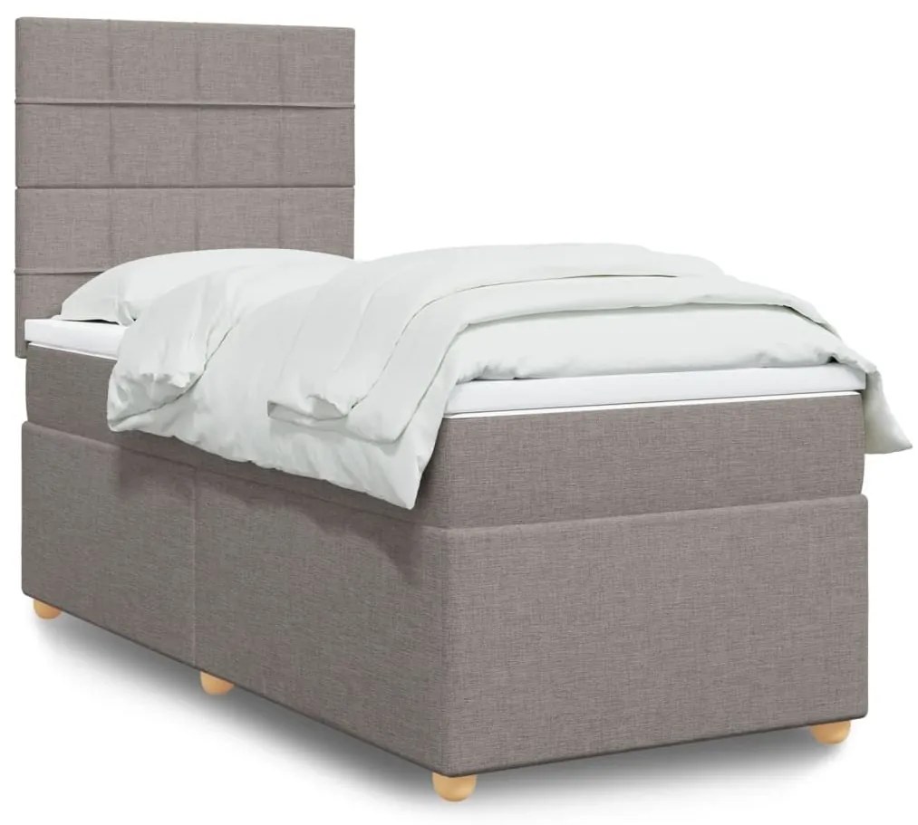 Κρεβάτι Boxspring με Στρώμα Taupe 90x190 εκ.Υφασμάτινο - Μπεζ-Γκρι