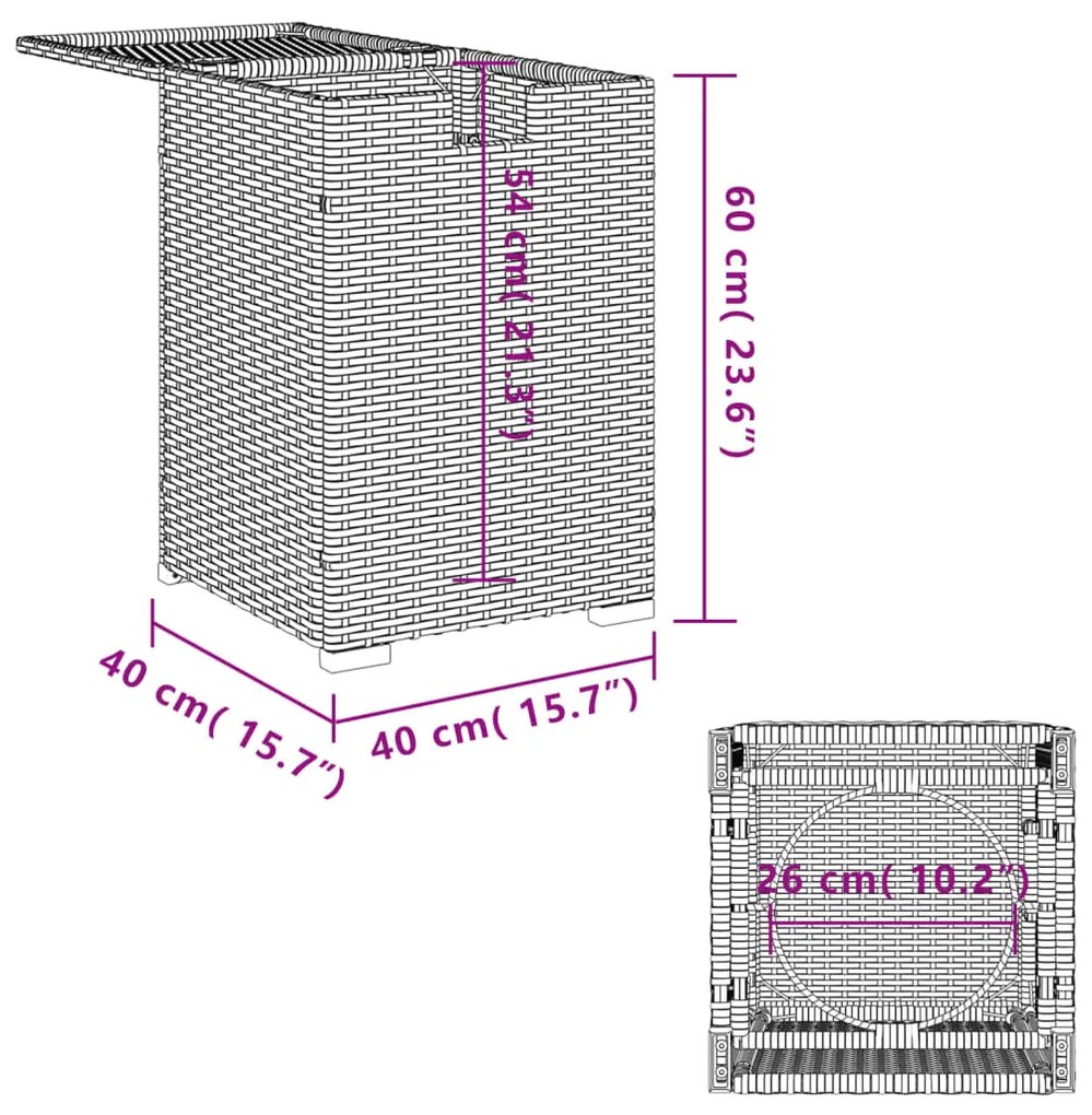 Κάλυμμα-Τραπέζι Φιάλης Προπανίου Γκρι 40x40x60 εκ. Συνθ. Ρατάν - Γκρι