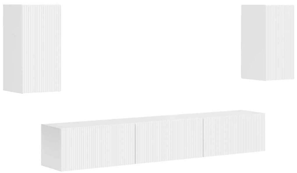 vidaXL Σετ επίπλου τηλεόρασης Επιτοίχιο 3 pcs Υψηλής γυαλάδας λευκό