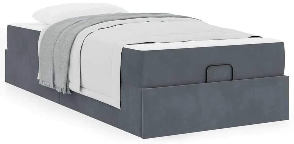 vidaXL Σκελετός κρεβατιού με στρώμα 2 pcs Σκούρο Γκρι Βελούδο