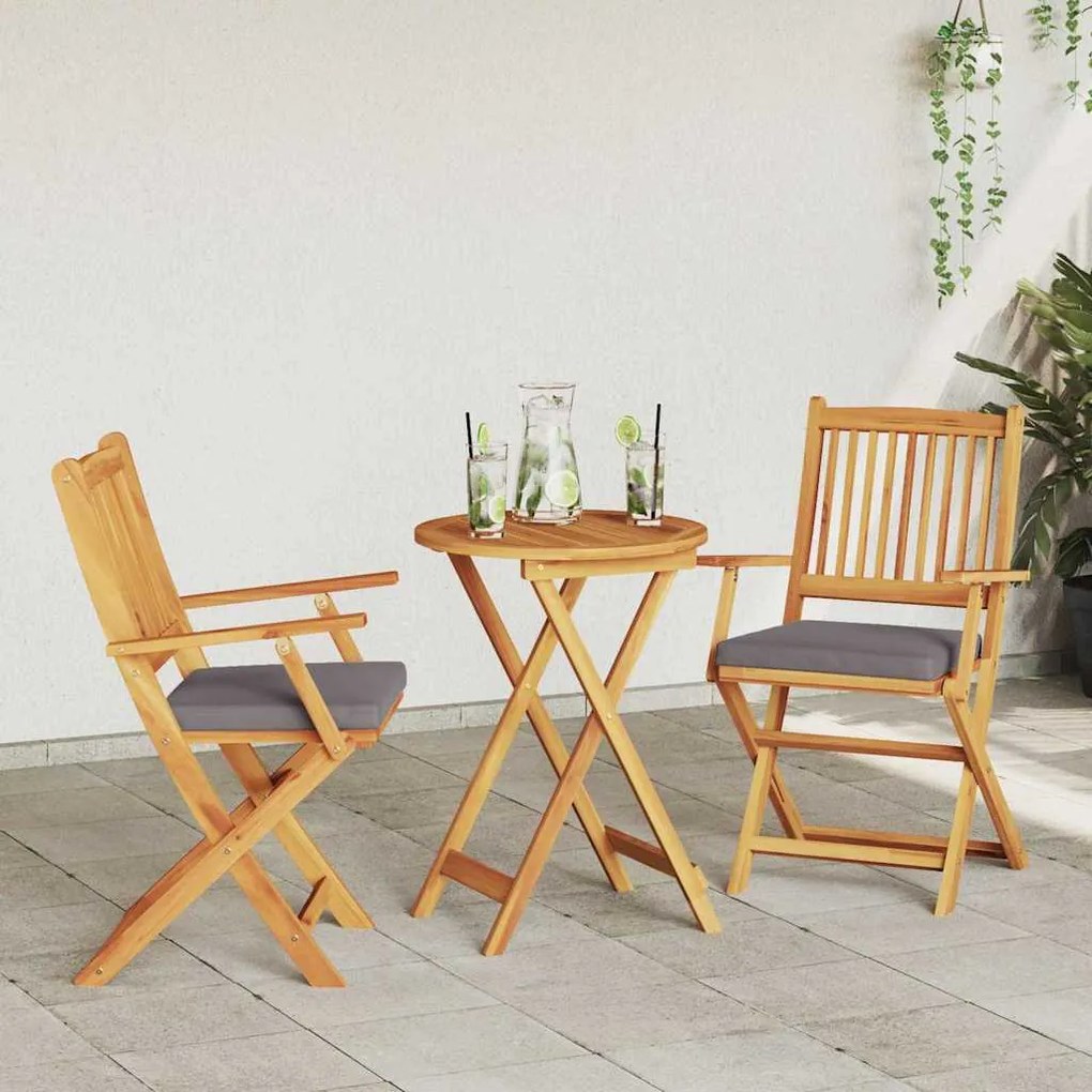 vidaXL Πτυσσόμενη Καρέκλα με μαξιλάρι 2 pcs Γκρι 49 x 57.5 x 92εκ