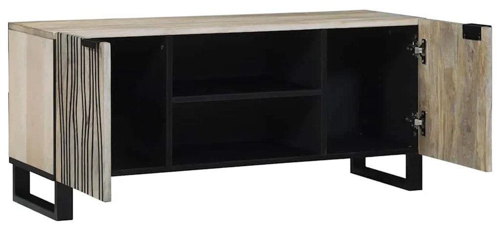 vidaXL Ντουλάπι TV Λευκό 105 x 33 x 46 εκ. Μασίφ ξύλο μάνγκο