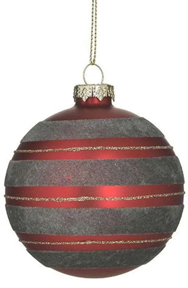 Χριστουγεννιάτικες Μπάλες (Σετ 6Τμχ) 2-70-890-0284 Φ8cm Red-Grey Inart