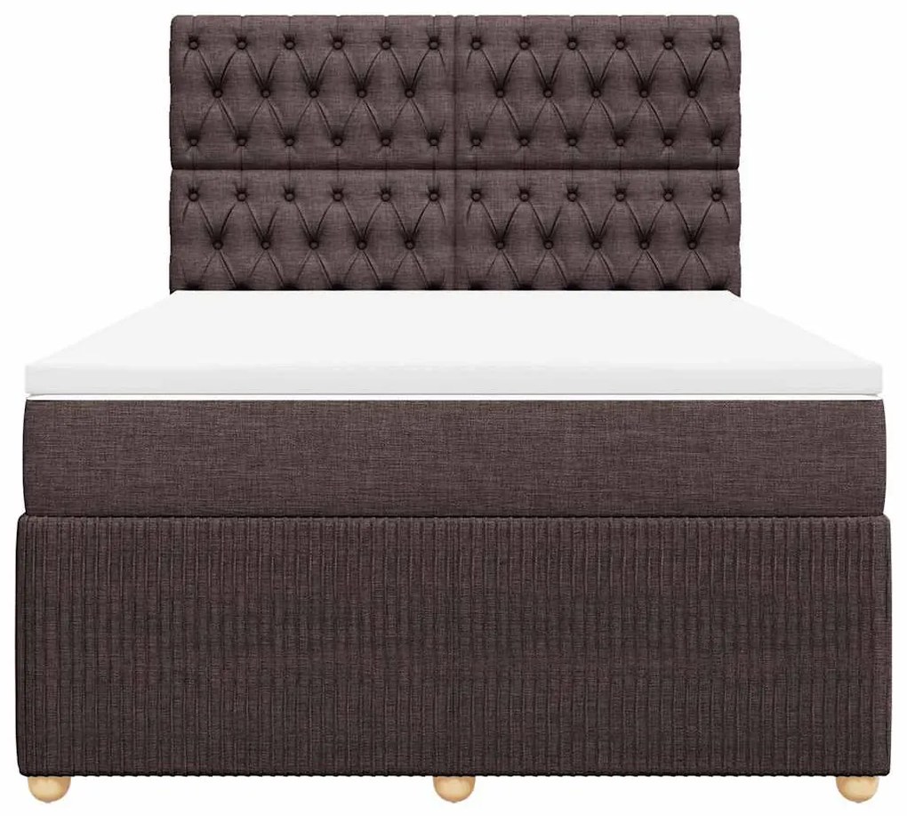 vidaXL Κρεβάτι Boxspring με Στρώμα Σκούρο Καφέ 140x190 εκ. Υφασμάτινο
