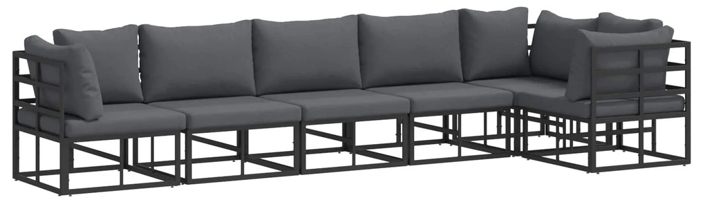 Σετ Καναπέ Κήπου με μαξιλάρι 6 pcs Μαύρο Αλουμίνιο