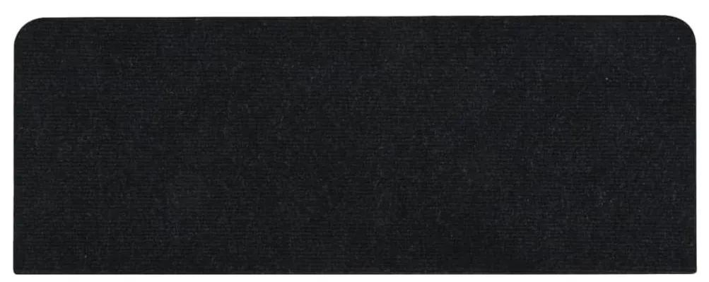 Πατάκια Σκάλας Αυτοκόλλητα 15 τεμ. Μαύρα 65x24,5x3,5 εκ. - Μαύρο