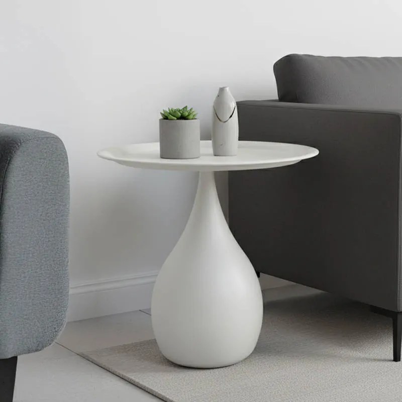 Βοηθητικό τραπέζι Samino pakoworld μέταλλο σε κρεμ απόχρωση Φ39x42εκ