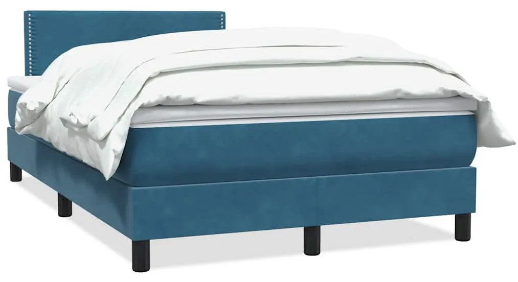 vidaXL Κρεβάτι Boxspring με Στρώμα Σκούρο Μπλε 120x210 εκ. Βελούδινο