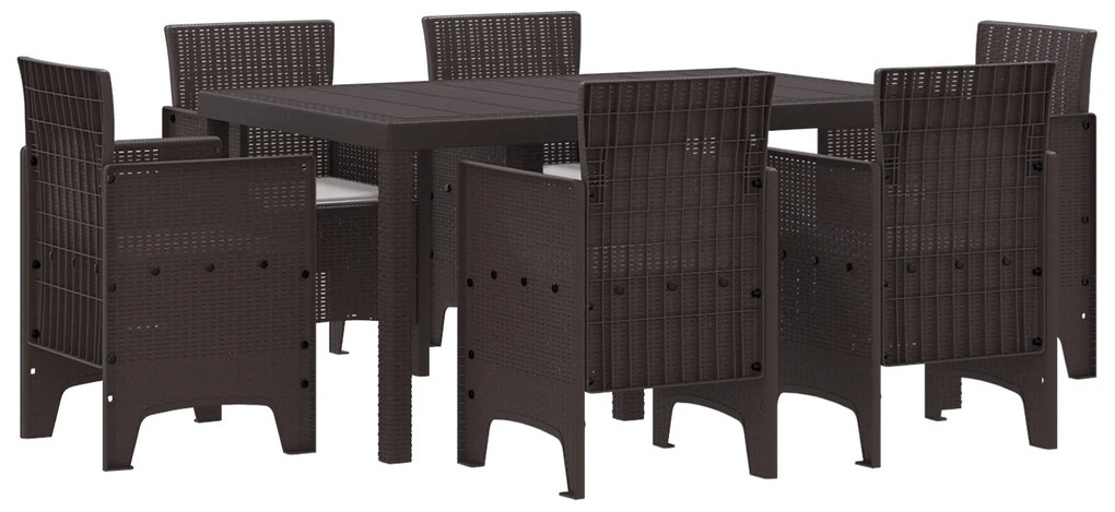 vidaXL Σετ Τραπεζαρίας Κήπου 7 pcs Καφέ PE Ρατάν