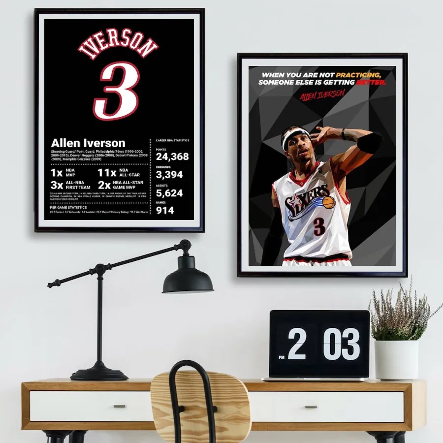 Σετ Ξύλινων Κάδρωv Iverson Sixers KDS029