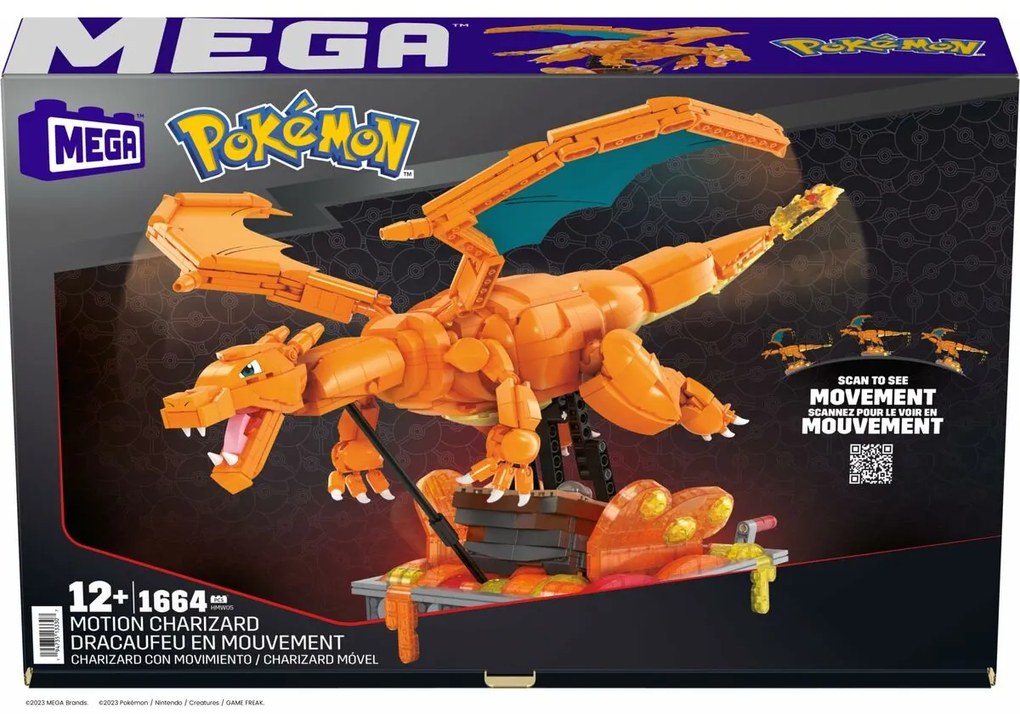 Κατασκευαστικό σετ Pokémon Mega Construx -  Motion Charizard 1664 Τεμάχια