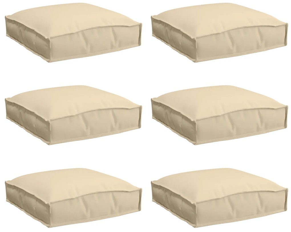 vidaXL Μαξιλάρι παλέτας για κάθισμα 6 pcs Μπεζ 40 x 40 x 8 εκ.