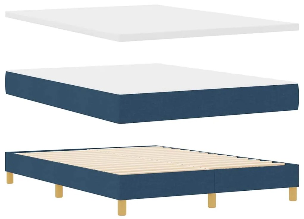 vidaXL Κρεβάτι με ελατήρια με στρώμα Μπλε 140 x 190 cm ύφασμα