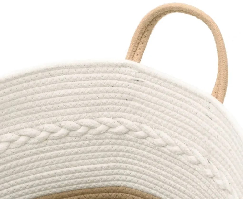 vidaXL Καλάθι Αποθήκευσης Μπεζ και Λευκό Ø43 x 38 εκ. Βαμβακερό