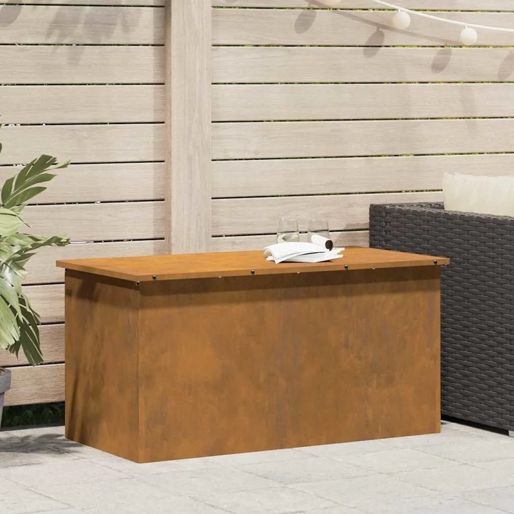 vidaXL Κουτί αποθήκευσης εξωτερικών χώρων Σκ rusty 100 x 50,5 x 50 εκ.