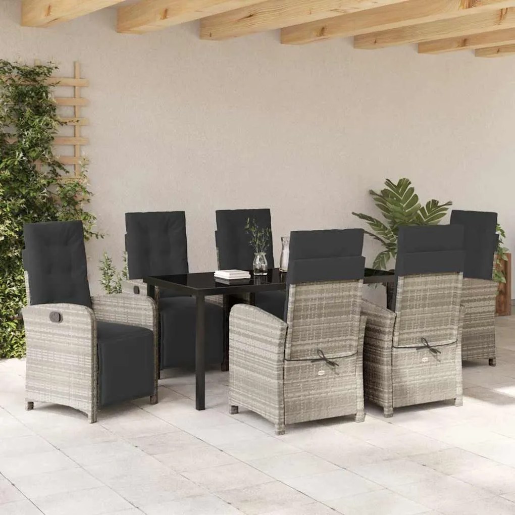 vidaXL Σέτ φαγητού για κήπο 7 pcs Ανοιχτό γκρι συνθετικό ρατάν