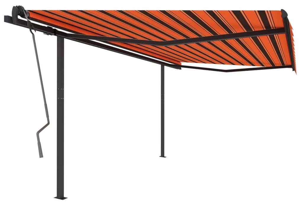 vidaXL Τέντα Συρόμενη Αυτόματη με Στύλους Πορτοκαλί/Καφέ 4,5 x 3 μ.