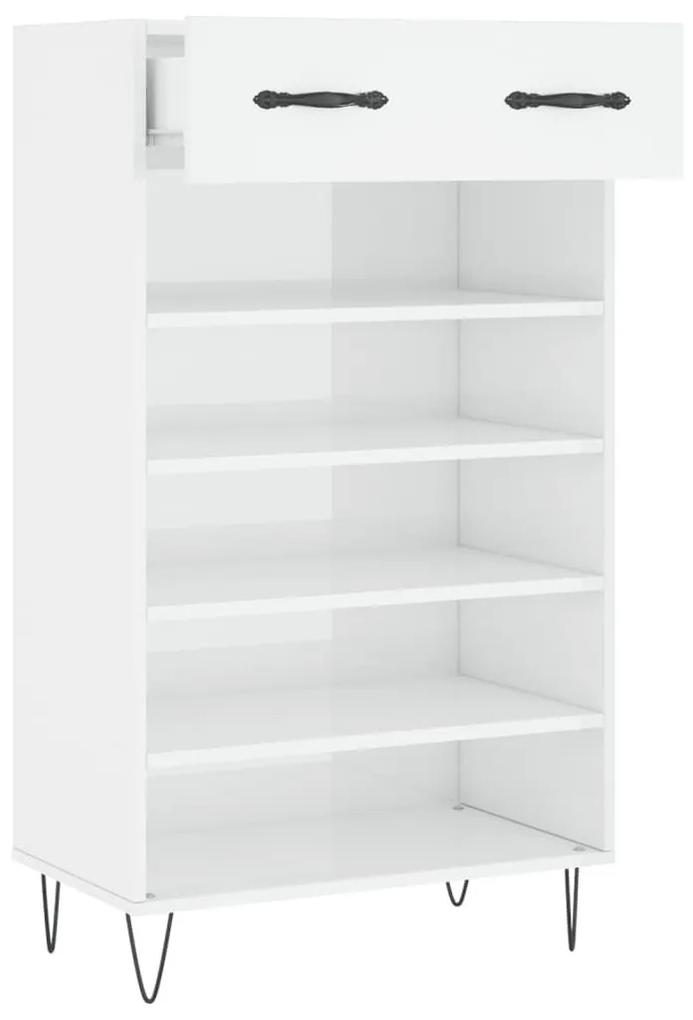 Παπουτσοθήκη Γυαλιστερό Λευκό 60x35x105 εκ. Επεξεργασμένο Ξύλο - Λευκό