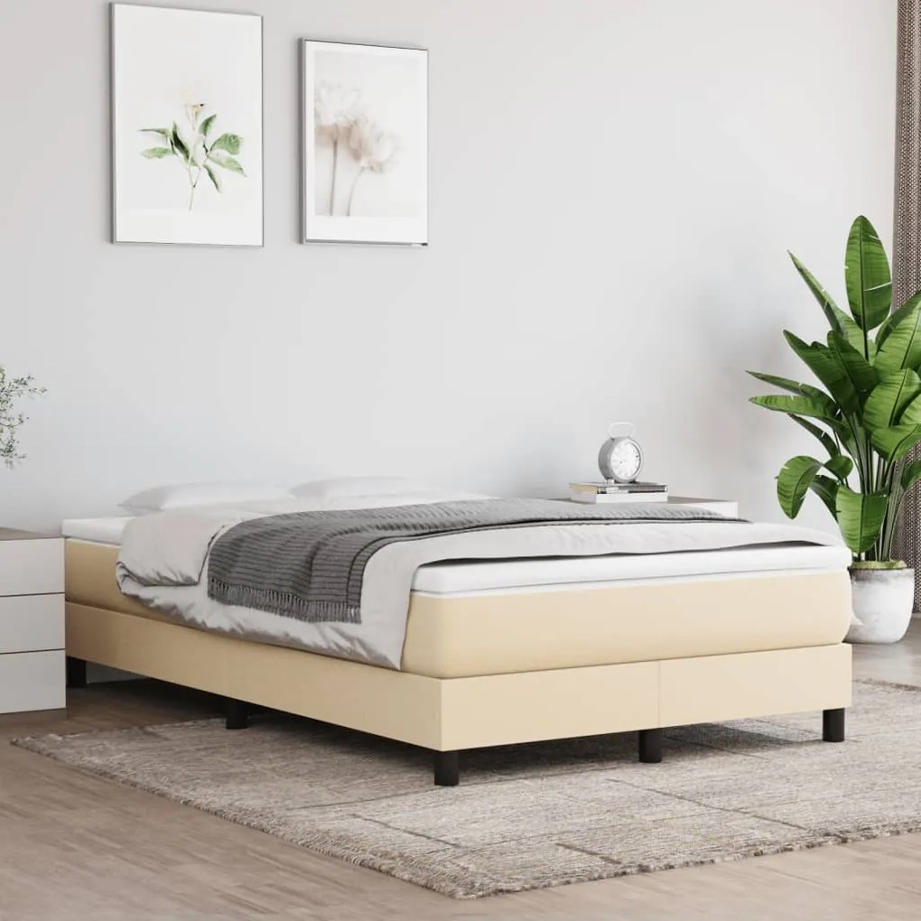 vidaXL Κρεβάτι Boxspring με Στρώμα Κρεμ 120x190 εκ. Υφασμάτινο