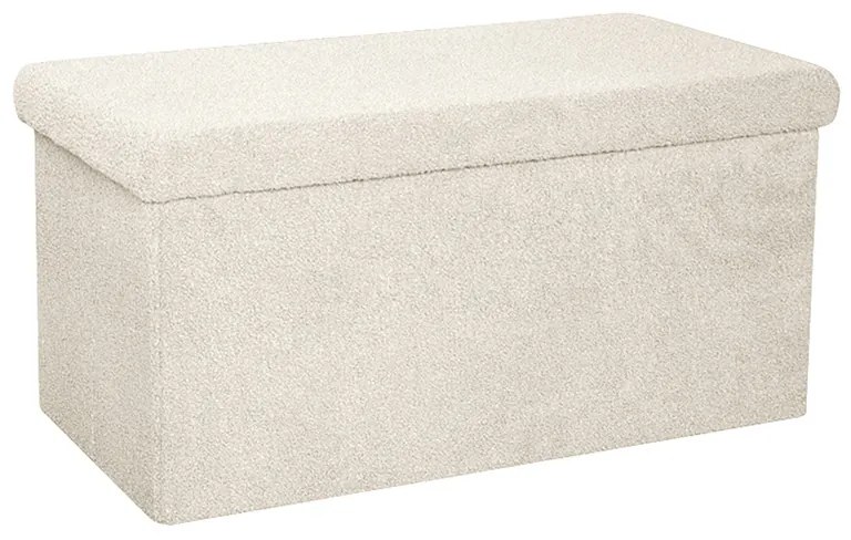 Σκαμπό-μπαούλο Forward pakoworld ύφασμα μπουκλέ ivory 76.5x38x37.5εκ