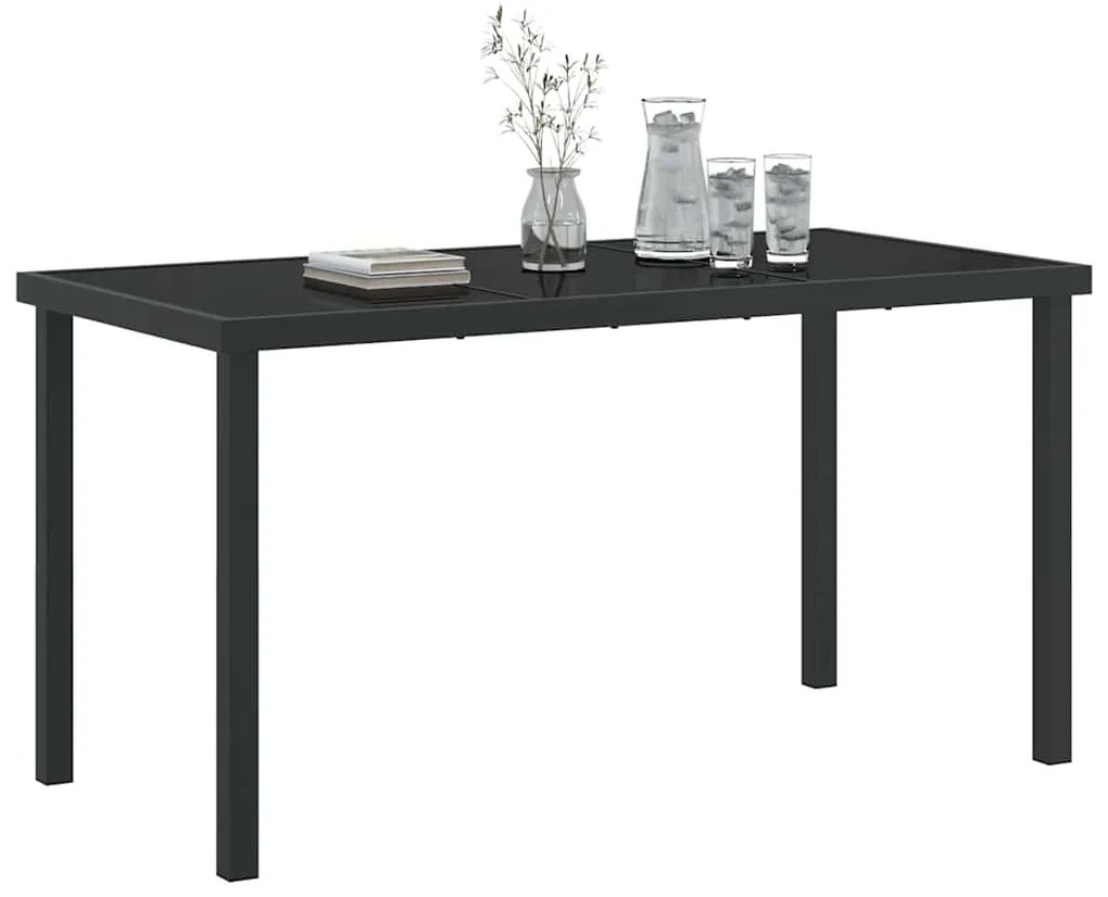 vidaXL Τραπέζι Κήπου Μαύρο 140 x 80 x 73 εκ Μασίφ ξύλο teak