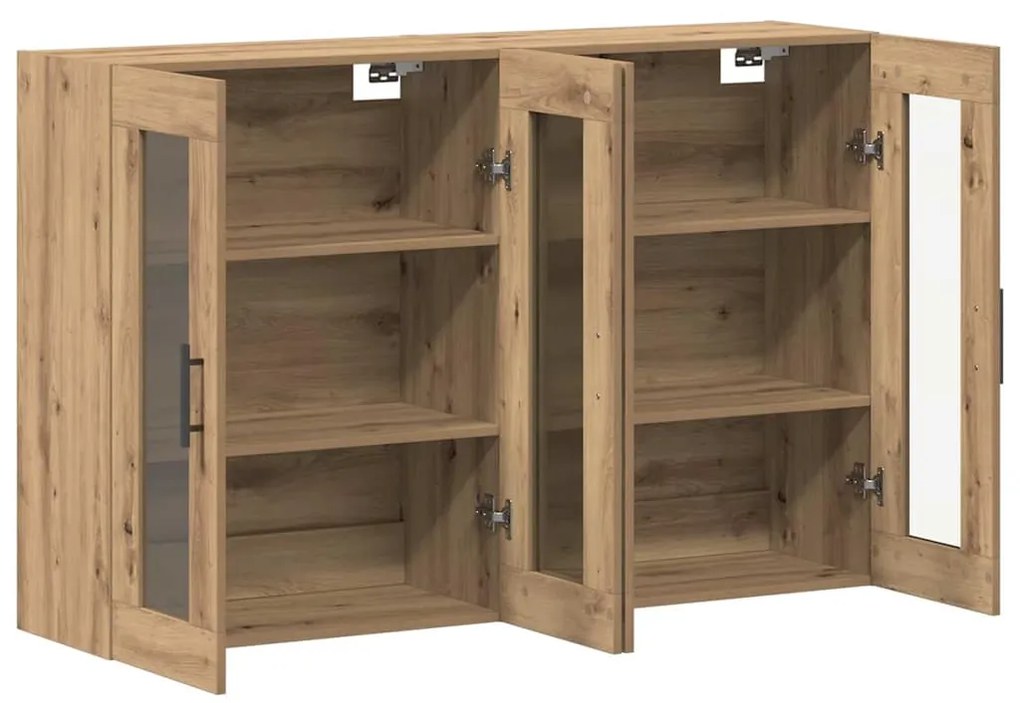 vidaXL Ντουλάπια Τοίχου 2 pcs Βελανιδιά Τέχνη και Μαύρο