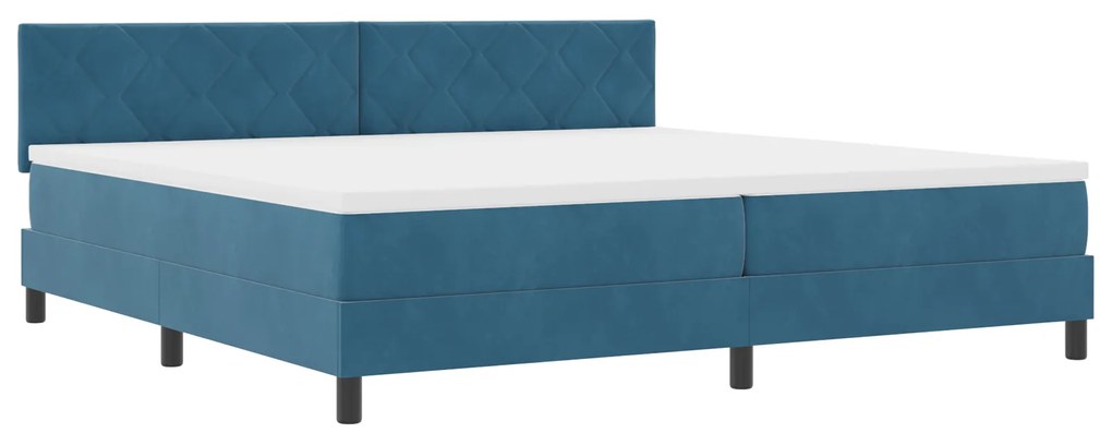 vidaXL Κρεβάτι Box Spring με Στρώμα Σκούρο Μπλέ 200x200 εκ Βελούδο