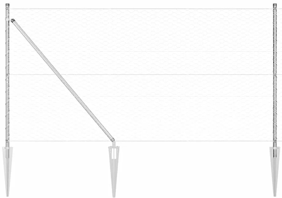 vidaXL Εξάγωνο Πλέγμα με 7 Σημάδια, 1,2x25 μ, Χάλυβας Ασημί