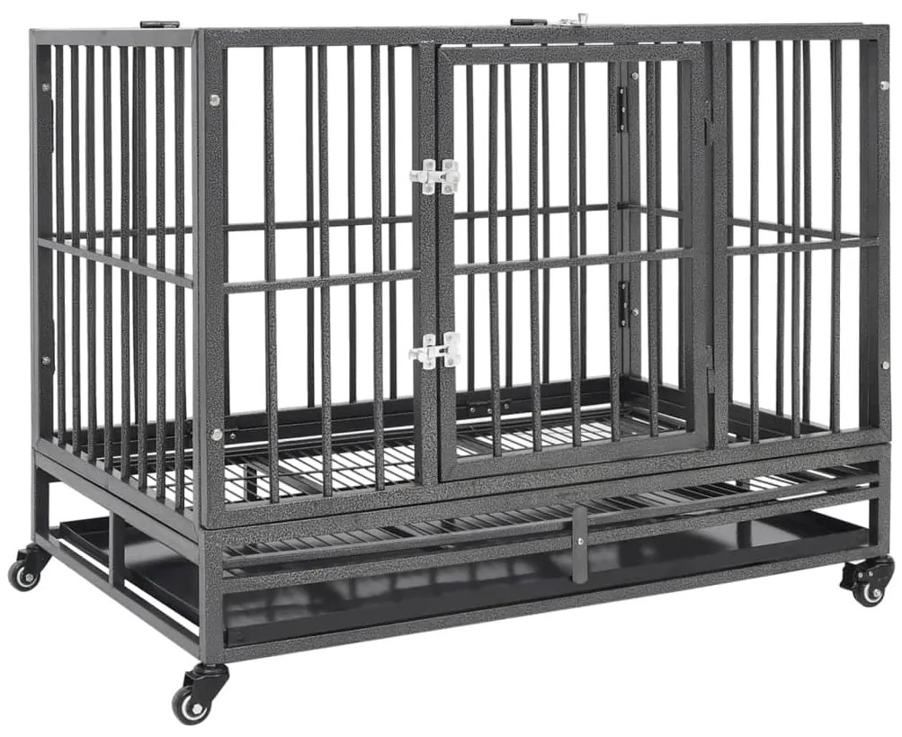 vidaXL Κλουβί Σκύλου με Τροχούς 102 x 72 x 85 εκ. Ατσάλινο