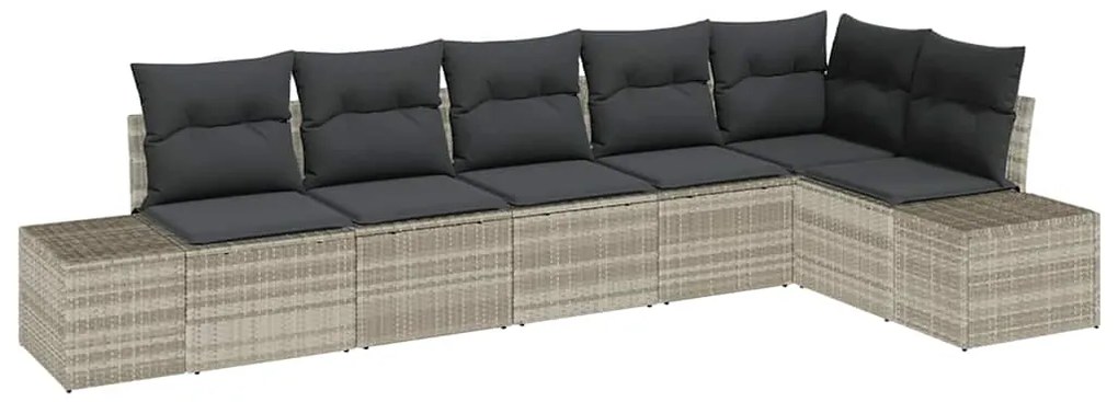 vidaXL Σετ Καναπέ Κήπου 6 pcs Ανοιχτό γκρι Πολυ rattan, βαμμένο ατσάλι