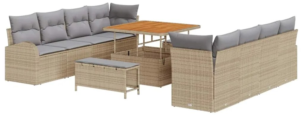 vidaXL Σετ Καναπέ Κήπου 11 pcs Μπεζ, Ανοιχτό Γκρι 100 x 100 x 71 cm