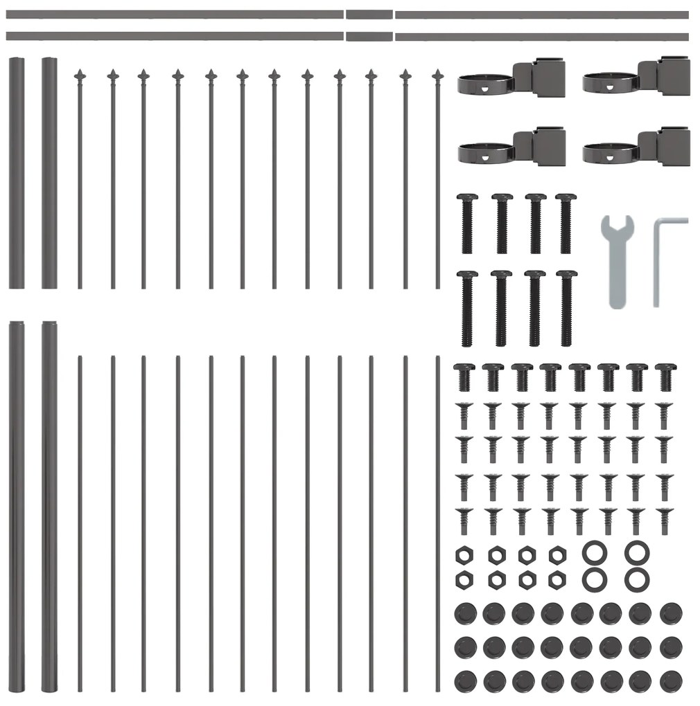 vidaXL Κήπος με αιχμηρή κορυφή, Γκρίζος, 3,4x1,5 μ, Χάλυβας