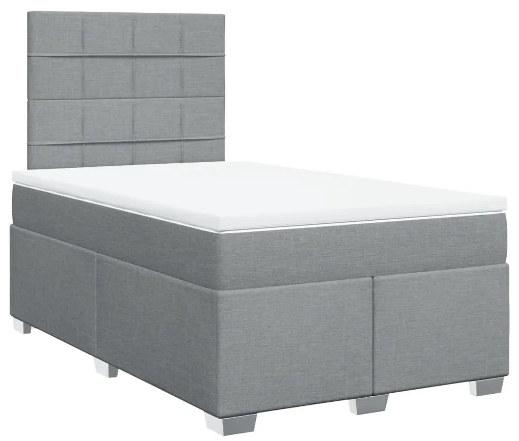 vidaXL Κρεβάτι Boxspring με Στρώμα Ανοιχτό Γκρι 120x200 εκ. Υφασμάτινο