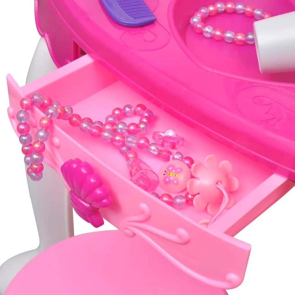 Τουαλέτα Ομορφιάς Παιδική Δαπέδου με 3 Καθρέπτες με Φωτισμό/Ήχο - Ροζ