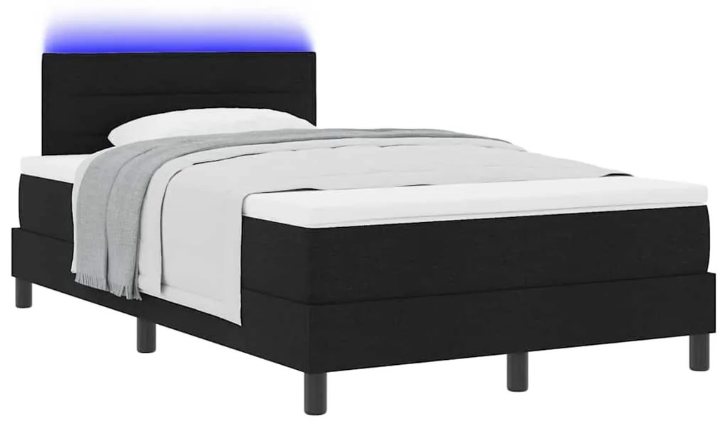 vidaXL Κρεβάτι με ελατήρια με στρώμα Μαύρο 120 x 190 cm ύφασμα