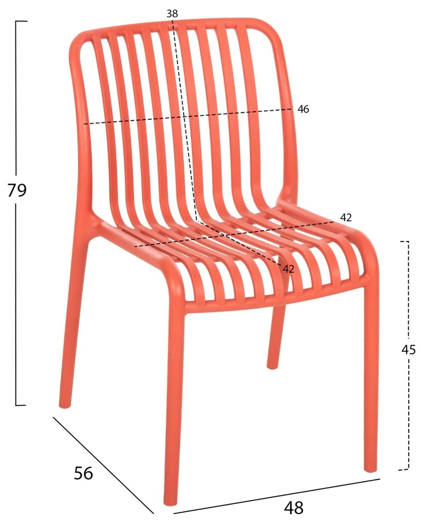 Καρέκλα CONVEE C6104.05 Πολυπροπυλενίου Κόκκινο 48x56x79Y εκ. 48x56x79 εκ.