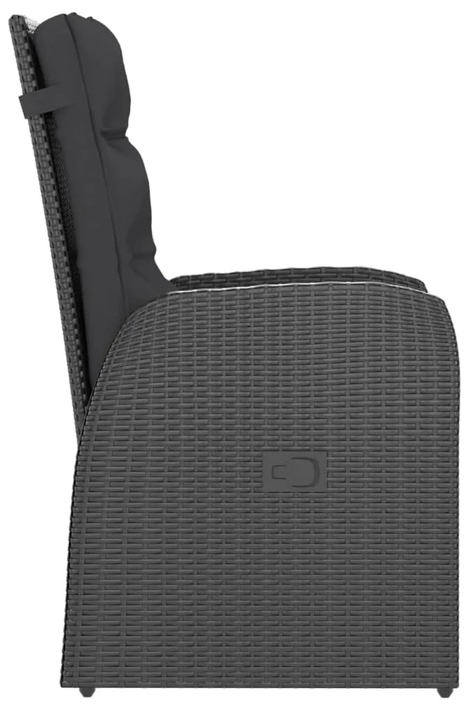 vidaXL Σετ Τραπεζαρίας Εξ. Χώρου 11 τεμ Μαύρο Συνθ. Ρατάν με Μαξιλάρια