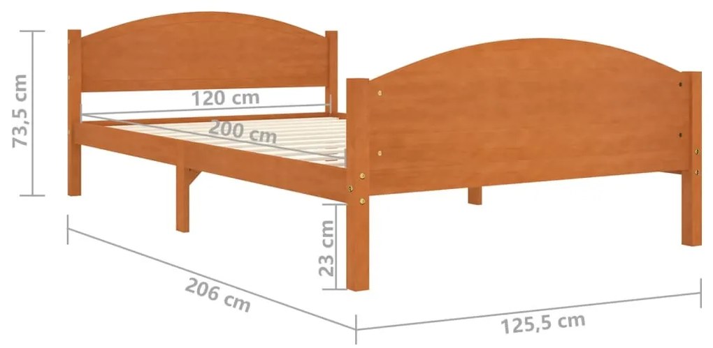 ΠΛΑΙΣΙΟ ΚΡΕΒΑΤΙΟΥ ΚΑΦΕ ΜΕΛΙ 120 X 200 ΕΚ. ΜΑΣΙΦ ΞΥΛΟ ΠΕΥΚΟΥ 322038