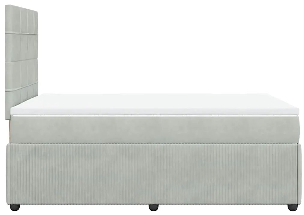 vidaXL Κρεβάτι Boxspring με Στρώμα Ανοιχτό Γκρι 120x190 εκ. Βελούδινο