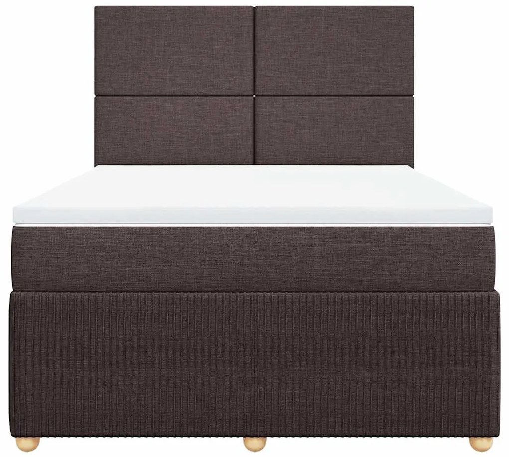 vidaXL Κρεβάτι Boxspring με Στρώμα Σκούρο Καφέ 140x200 εκ Υφασμάτινο