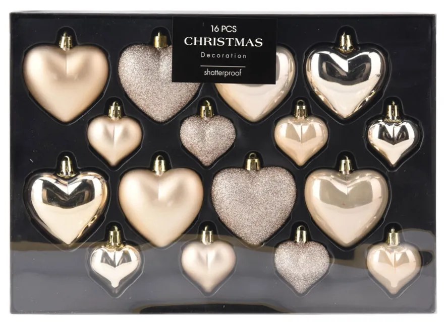 Χριστουγεννιάτικα Στολίδια (Σετ 16τμχ) K-M Heart Cream AVS101650