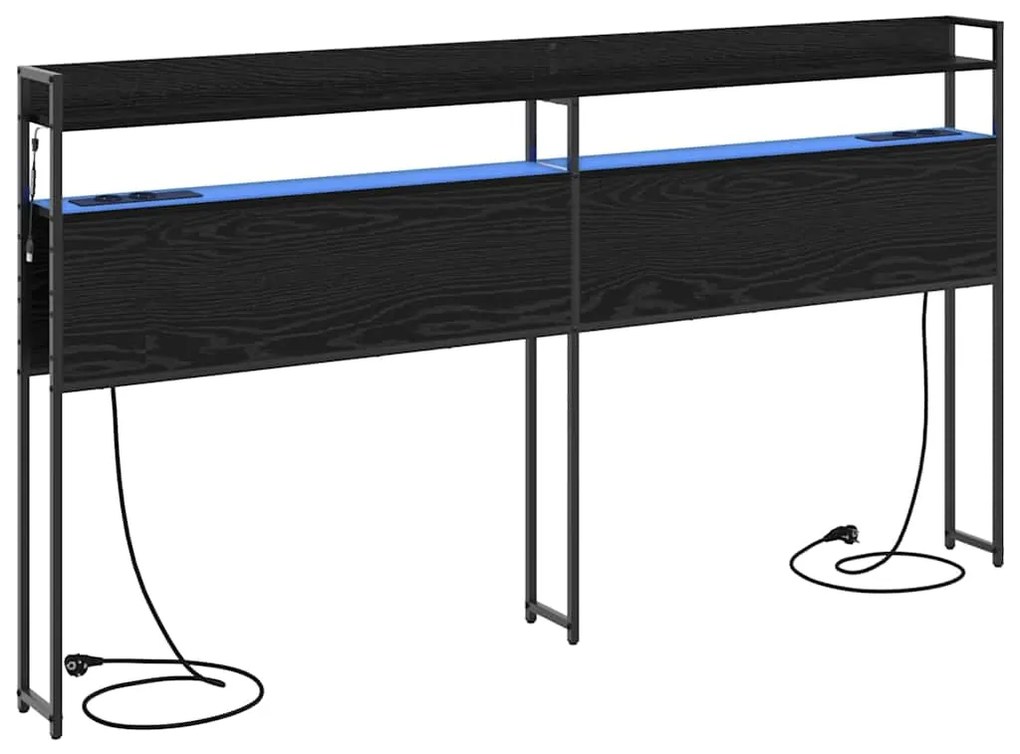 vidaXL Κεφαλάρι με ράφι Μαύρη δρυς 180 cm Επεξεργασμένο ξύλο