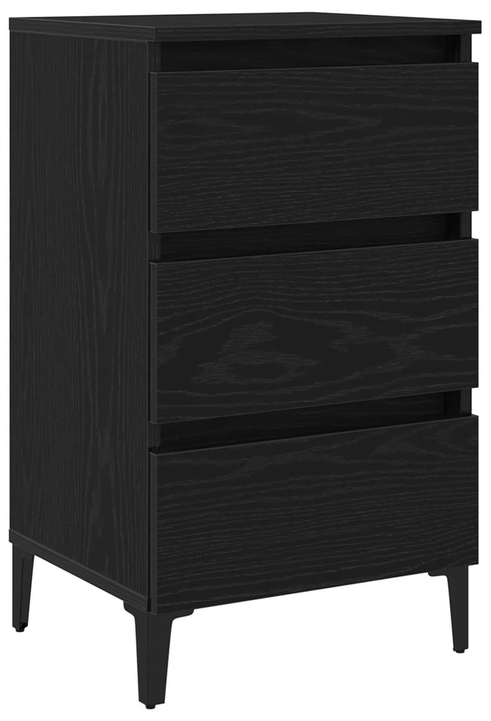 vidaXL κομοδίνο με μεταλλικό πόδι Μαύρο Ξύλο 40x35x69 εκ