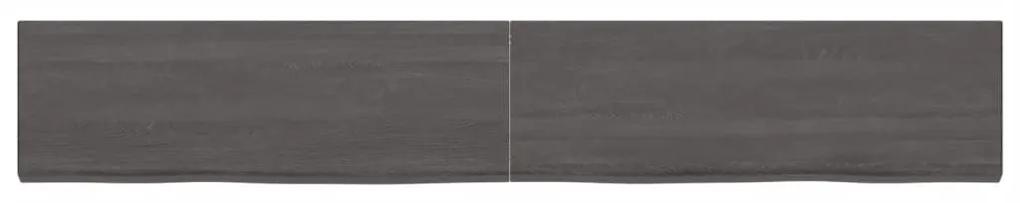 Ράφι Τοίχου Σκούρο Καφέ 180x30x(2-4) εκ. Επεξ. Μασίφ Ξύλο Δρυός - Καφέ