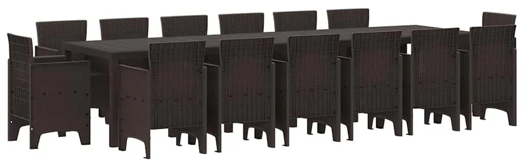 vidaXL Σέτ φαγητού για κήπο 15 pcs Καφέ Rattan Polt