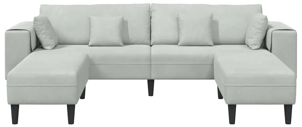 vidaXL Βελούδινος καναπές 3 pcs Ανοιχτό γκρι 208 εκ. Βελούδο